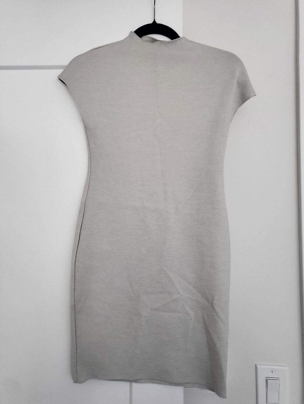 Zara Light Gray Knit Midi Sheath Dress
